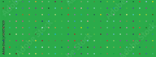 Abstract grid of small multi-colored dots on a bright green background, creating a modern digital pattern design