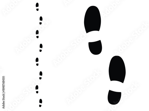 Human shoe prints. A trail of boot prints. Vector illustration isolated on a white background