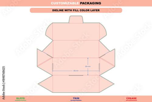Triangle polygonal box dieline featuring snap lock and flip top structure for custom packaging printable folding template vector layout branding and mockups