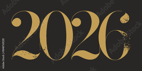 Golden 2026 typography on dark background for business and design