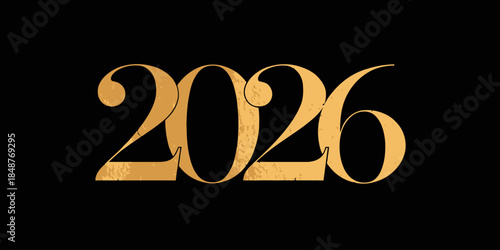 Golden 2026 typography on black background for future concepts