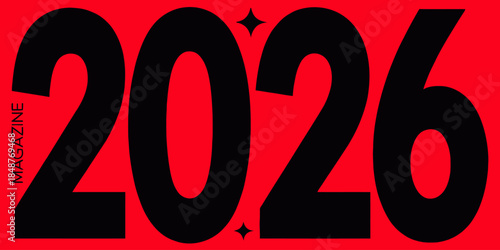 Modern magazine cover design with bold 2026 text