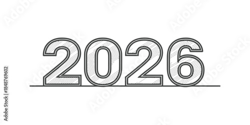 Modern illustration of the year 2026 in bold sketch style