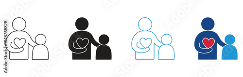 Social Care Icon Set Multiple Style Collection. Vector illustration.