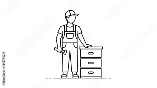 Worker with Hammer and Chest
