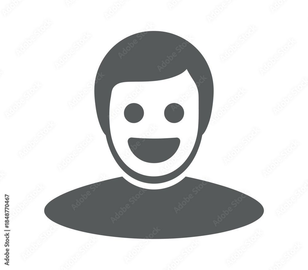 Fototapeta premium Simple Gray Smiling Avatar Icon