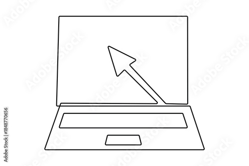 Laptop icon abstract one line art minimalist isolated vector illustration