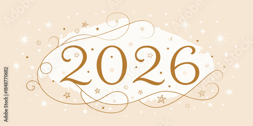 Soft elegant glow vector for 2026 with refined lighting, gentle highlights, and a classy celebration mood.