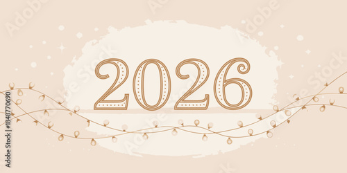 Soft elegant glow vector for 2026 with refined lighting, gentle highlights, and a classy celebration mood.