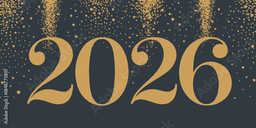 Golden 2026 New Year celebration with elegant gold confetti