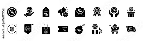 Discount icon set. Vector illustration.