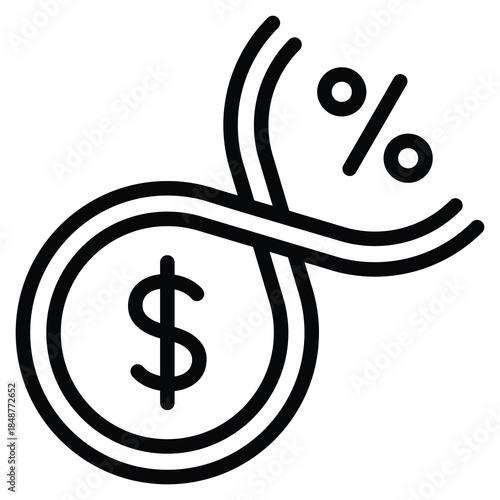 Proportional Tax Icon Line Vector Illustration