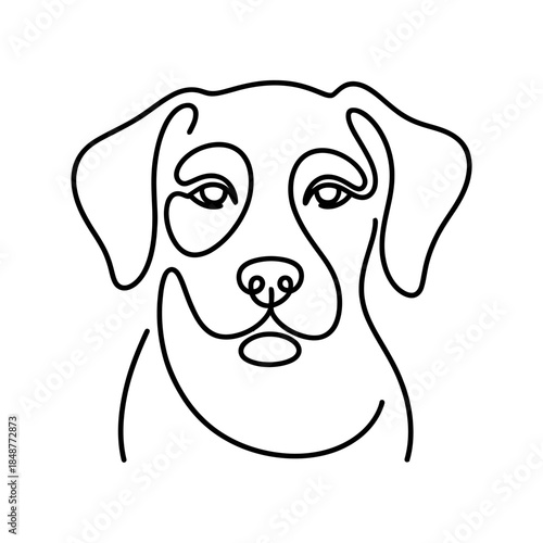 Line Art Illustration of a Dog Face , Dog Face Line Art Vector Illustration