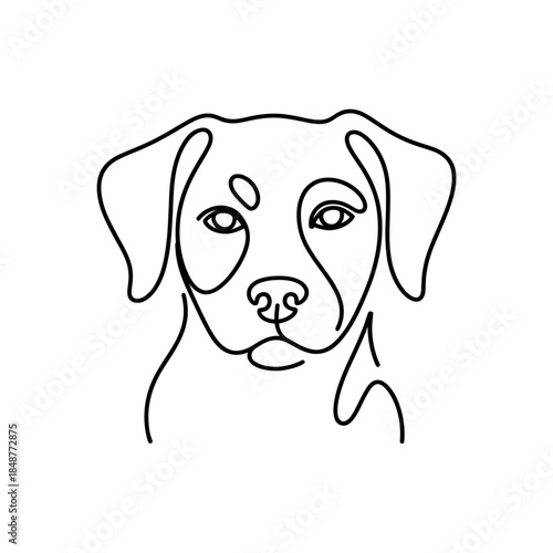 Line Art Illustration of a Dog Face , Dog Face Line Art Vector Illustration
