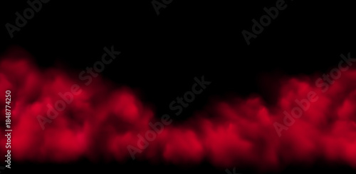 Vector Realistic Red Cloud, Smoke or Fog. Fluffy Cloudscape. Color Overlay Transparent Cloud.
