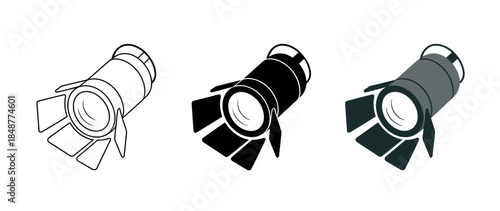 Spotlight Illustrations in Black, White, and Gray for Stage and Studio Lighting Design