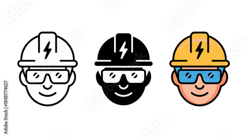 Electrician Worker Avatars in Different Colors