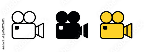 Camera icons in black, white, and yellow for filmmaking and video production needs