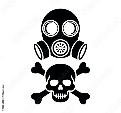 Gas Mask Skull Crossbones Symbol Warning Sign Hazardous Materials Biohazard