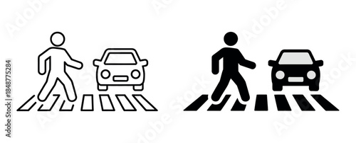 Pedestrian Crossing Road Safety Icons