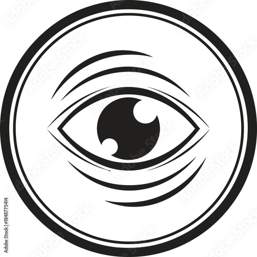 Minimalist eye gazing symbol icon with lines, a concept for vision, insight, and awareness, vector illustration for logo