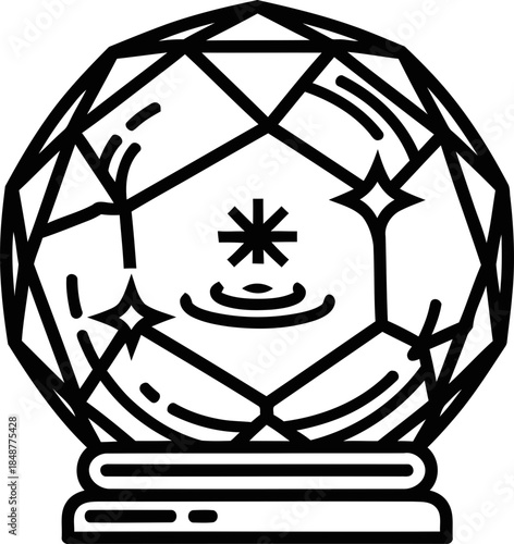Crystal ball icon, magic prediction and fortune telling concept, outline style. Vector illustration for mystic design and app interface