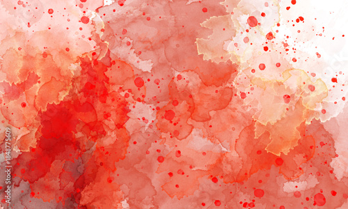 Red Pink Orange Watercolor Blotch Texture Abstract Background.