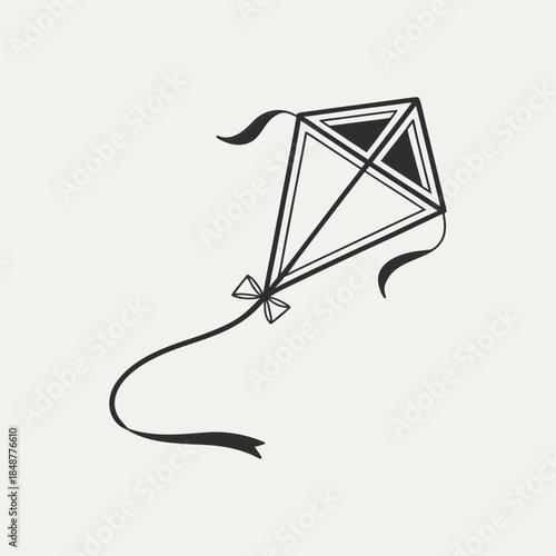 Hand Drawn Kite Illustration – Minimal Line Art Outdoor Toy Vector Sketch