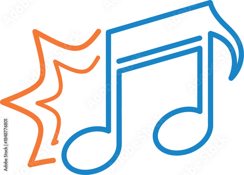 Musical note with abstract burst design