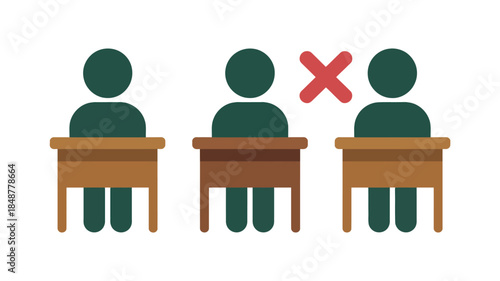 Social Distancing in Classrooms Illustration