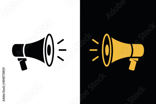 Megaphone Icon in Black and Yellow
