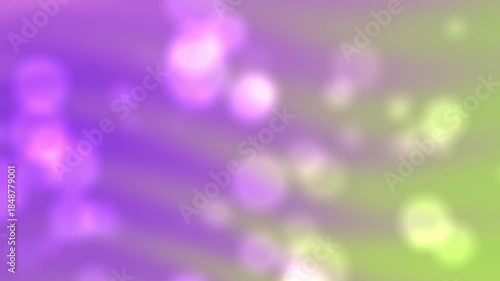 Soft Purple And Green Gradient Background With Floating Bokeh Lights And Gentle Waves