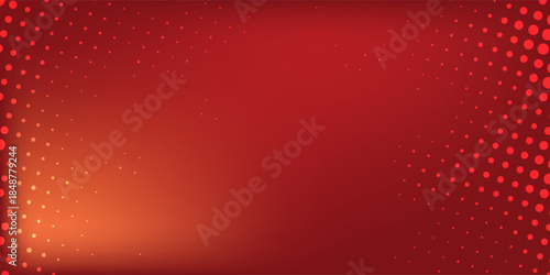 Red gradient background with halftone dot pattern around the edges, creating a bold modern design with clean copy space in the center.