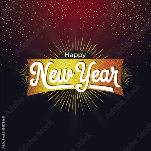 Happy New Year 2026 Greeting Card with Gold Stars and Inspirational Quote