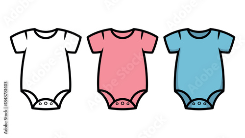Colorful Baby Onesies in White, Pink, and Blue for Newborns and Infants