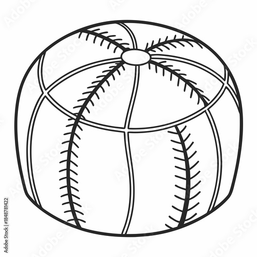 Of round pouf stool with stitched sea ottoman 1