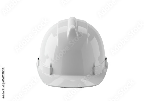 A new white construction safety helmet isolated on a transparent background with copy space. Concept of industrial safety and personal protective equipment