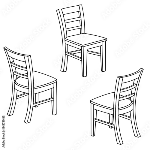 Simple dining chair three views simple chair furniture