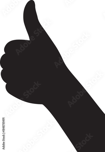 Like icon silhouette vector EPS, bold thumbs up symbol for social media isolated on white.