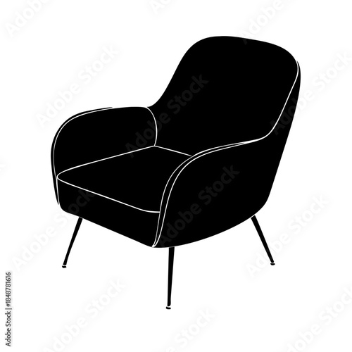 Velvet armchair with slender legs furniture interior