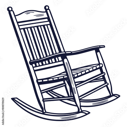 Dark blue rocking chair made of wood wooden chair furniture 1