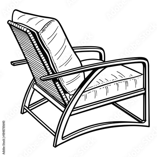 Line steel frame armchair with fabric cushions furniture