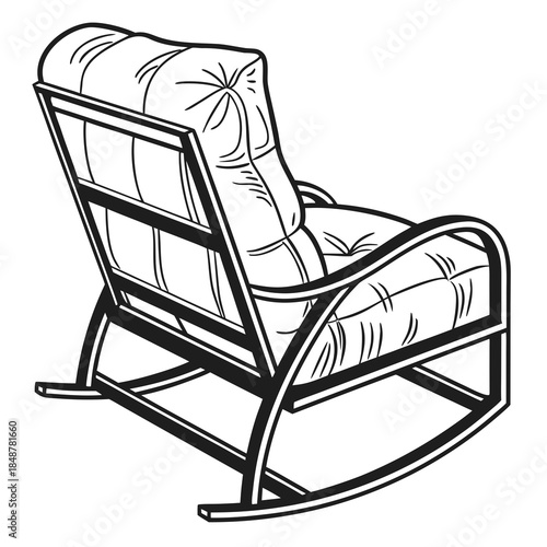 Line steel frame rocking chair with fabric cushions