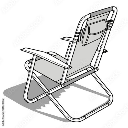 Realistic folding chair made of aluminum chair 1 realistic gray and white