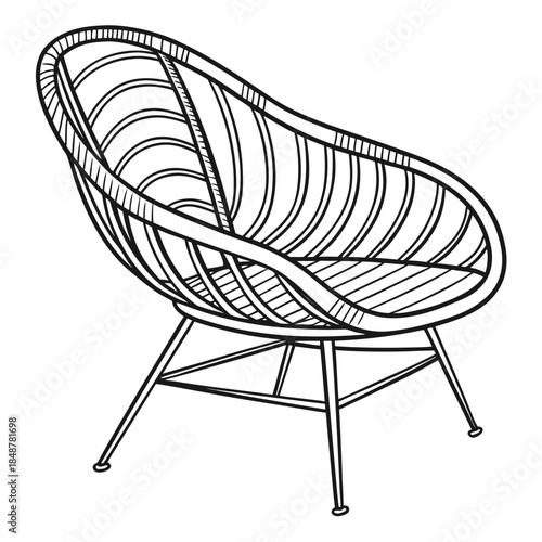 Line rattan armchair with metal legs furniture