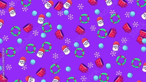 Cute Christmas Penguin Pattern Loop Suitable for holidaythemed designs and festive projects.