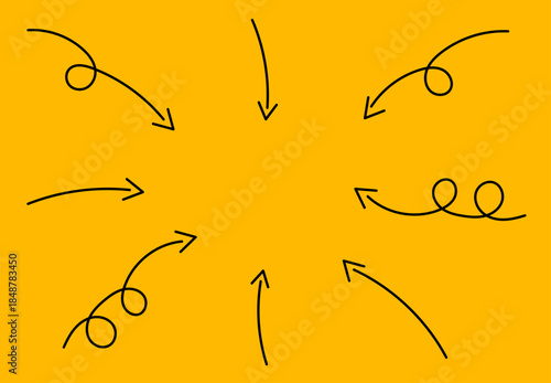 sfondo, grafica, frecce, convergenti, indicare, indicazioni, annuncio, spazio per testo