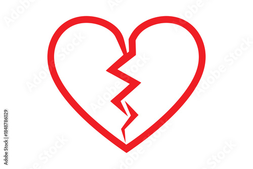 Broken heart outline vector icon