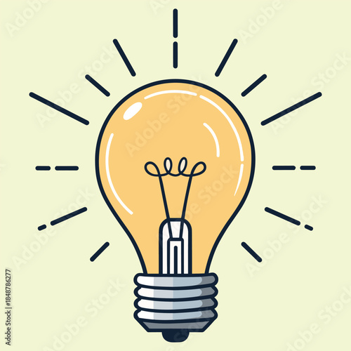 Bright Light Bulb Icon Vector, Innovation Concept and Creative Idea Symbol Illustration
