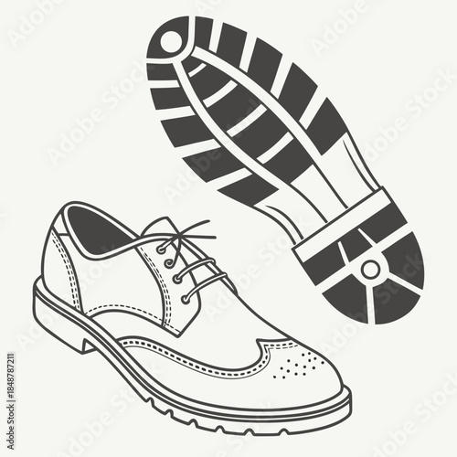 Title: Detailed of a sneaker with a striped sole and laces in a minimalist style